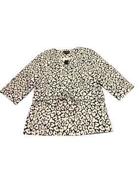 Vintage Mob wife DIALOGUE Leopard Animal Print Jacket Size M Brown White Cotton